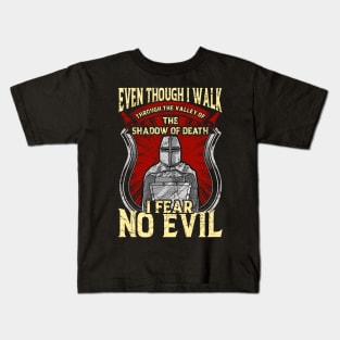 Christian Templar Knight I Fear No Evil Kids T-Shirt